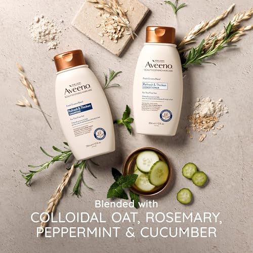 Aveeno Fresh Greens Blend Natural Volumizing Shampoo, Cucumber, Rosemary, for Fine Hair, 12 fl oz